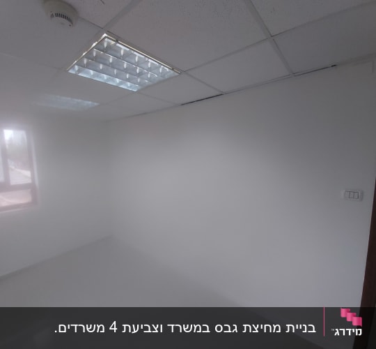תקרה אקוסטית פריקה עם גוף תאורה שקוע וקירות גבס במשרד